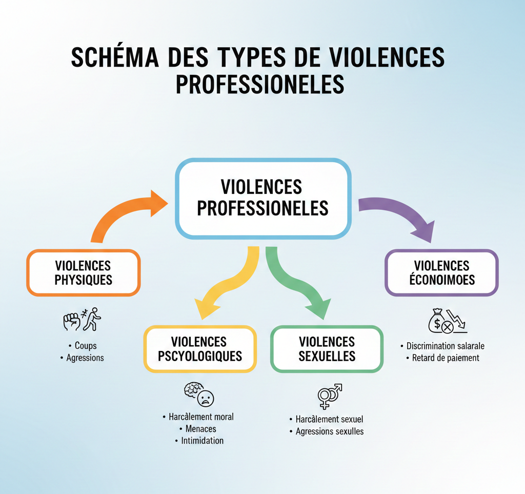 Infographie présentant les risques liés aux violences en entreprise.