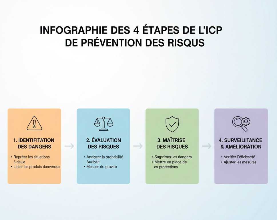 Schéma du processus d'Inspection Commune Préalable Les étapes clés pour comprendre l'ICP en prévention des risques professionnels.