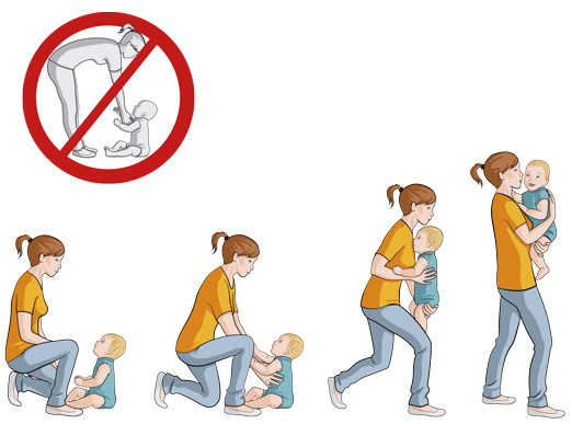 Formations sécurité en petite enfance la bonne posture levage enfant prévention mal de dos.