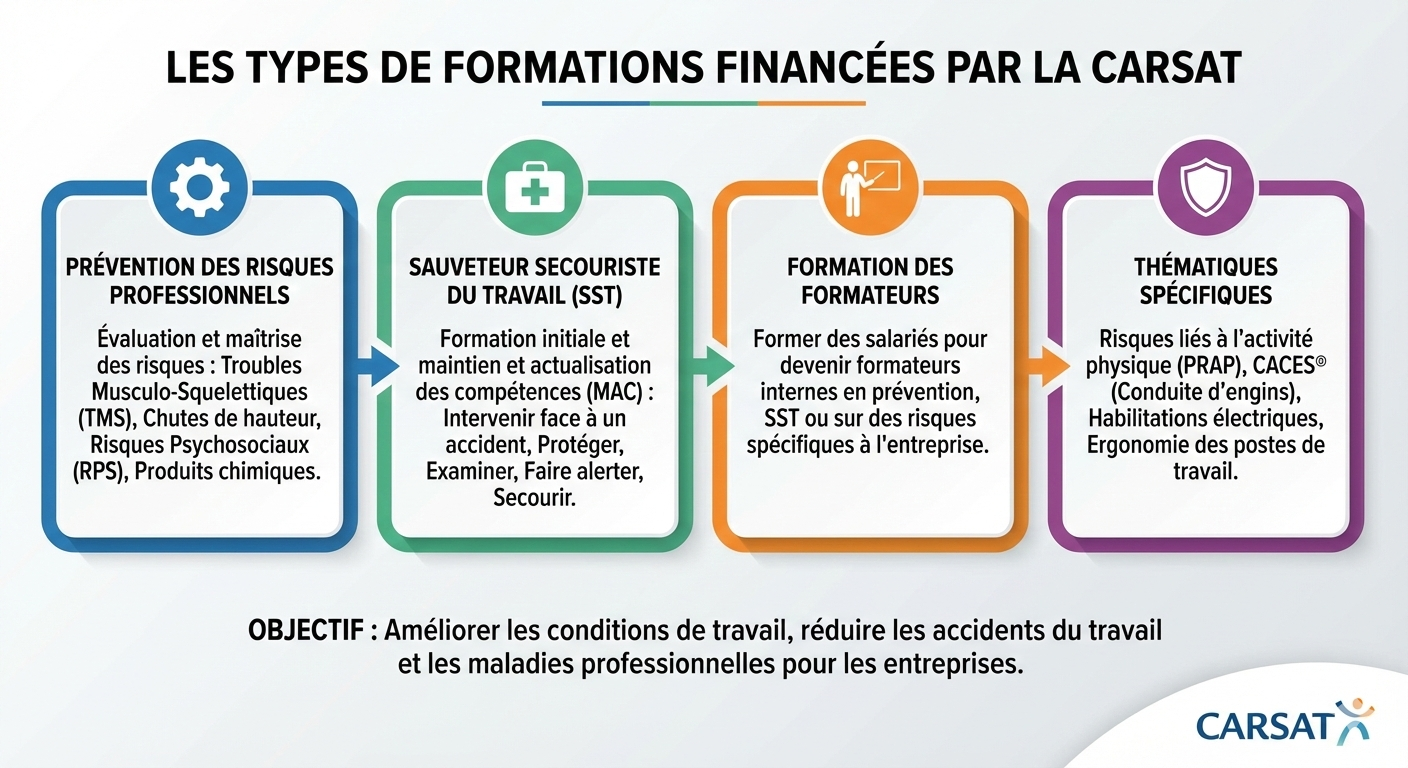 Liste des modules éligibles au financement des formations par l'Assurance Maladie.